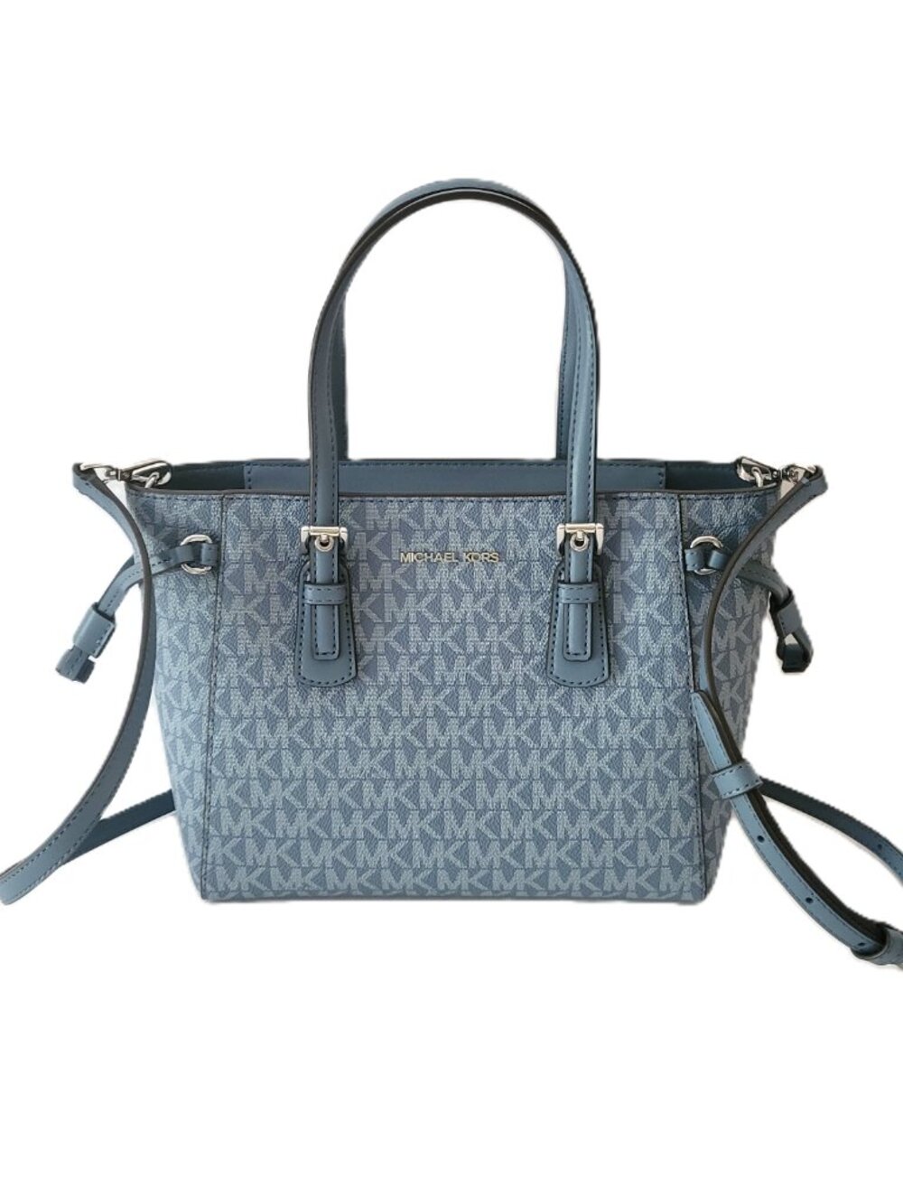 Michael Kors Voyager XS Convertible Top Zip Tote Crossbody Handbag MK Denim